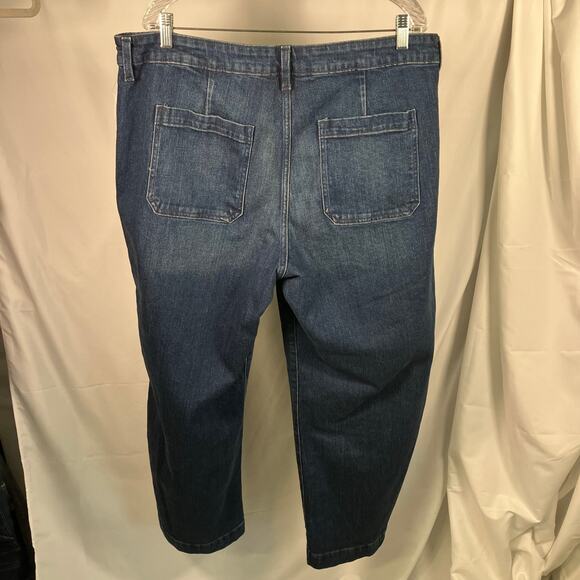 Old Navy Extra High-Rise Wide Leg Jeans‎ 18P Blue Denim Front Patch Pockets New - Picture 3 of 16